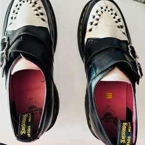 Lazy Oaf Doc Martens platform pink black and white buckle creeper